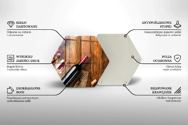 Kuchynská doska veľká zo skla Fľaša červeného vína