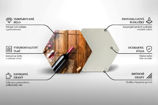 Kuchynská doska veľká zo skla Fľaša červeného vína