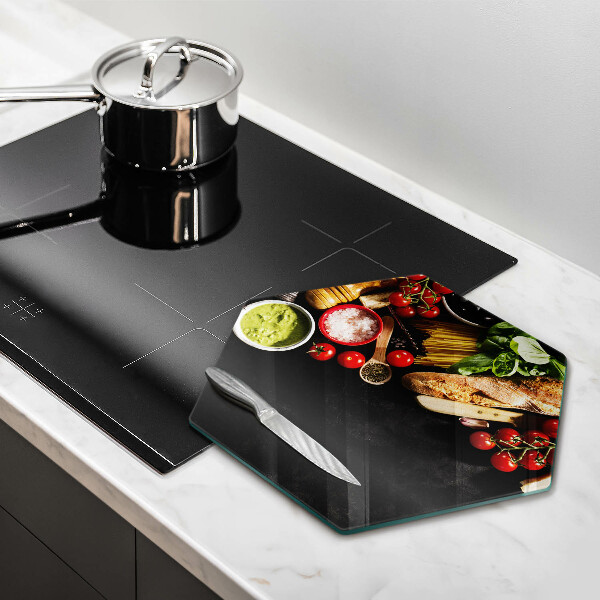 Kuchynská doska veľká zo skla Talianske prísady a koreniny