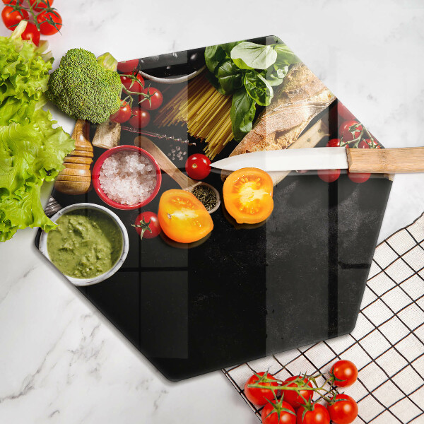 Kuchynská doska veľká zo skla Talianske prísady a koreniny