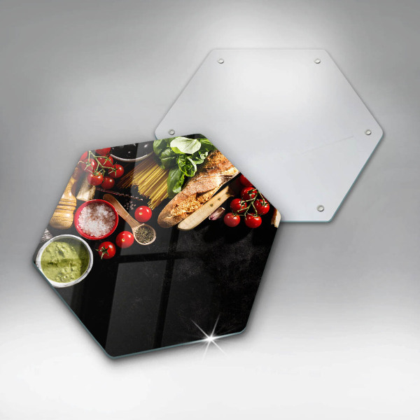 Kuchynská doska veľká zo skla Talianske prísady a koreniny