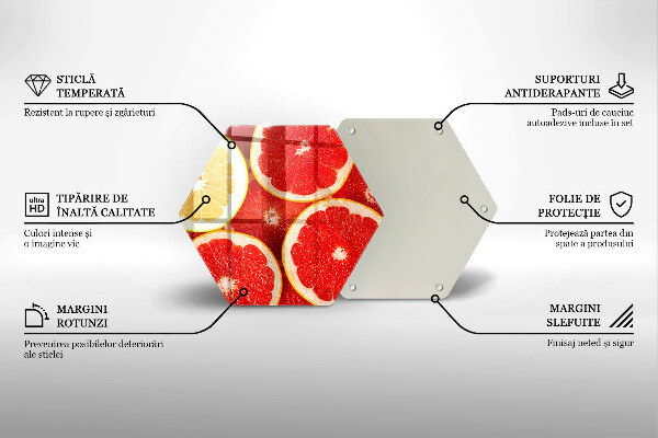 Kuchynská doska veľká zo skla Plátky grapefruitu