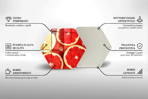 Kuchynská doska veľká zo skla Plátky grapefruitu