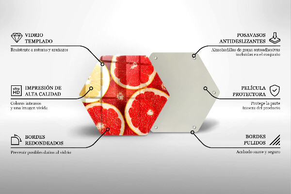 Kuchynská doska veľká zo skla Plátky grapefruitu