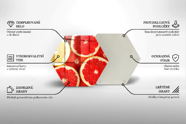 Kuchynská doska veľká zo skla Plátky grapefruitu