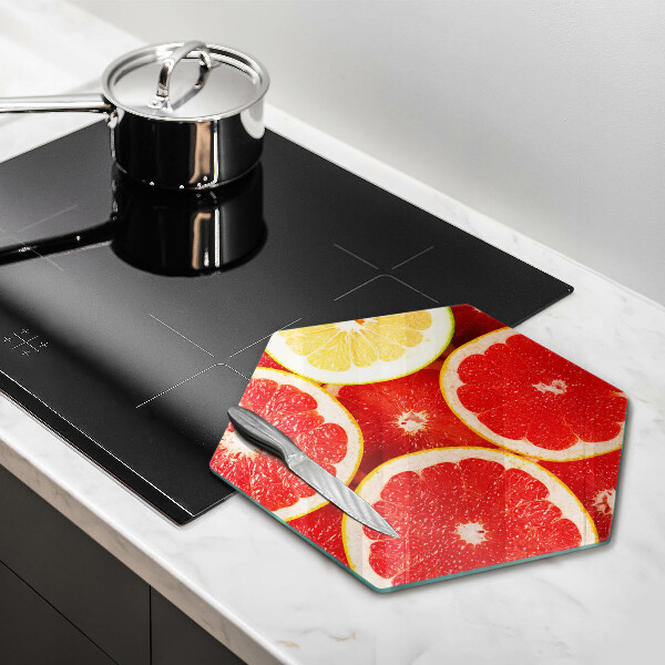 Kuchynská doska veľká zo skla Plátky grapefruitu