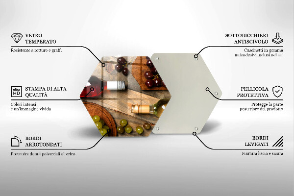 Kuchynská doska veľká zo skla Fľaše na víno a hrozno