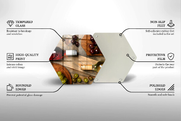 Kuchynská doska veľká zo skla Fľaše na víno a hrozno