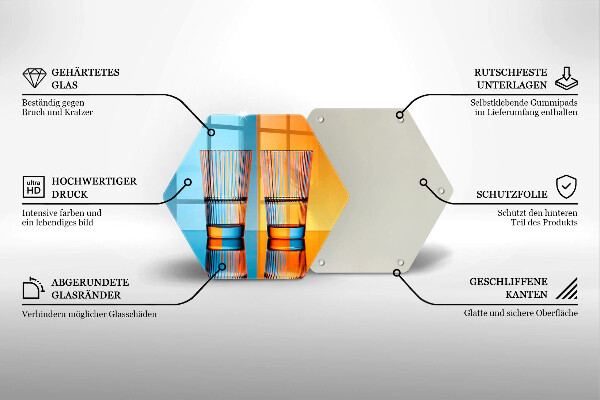 Kuchynská doska veľká zo skla Dva poháre vody