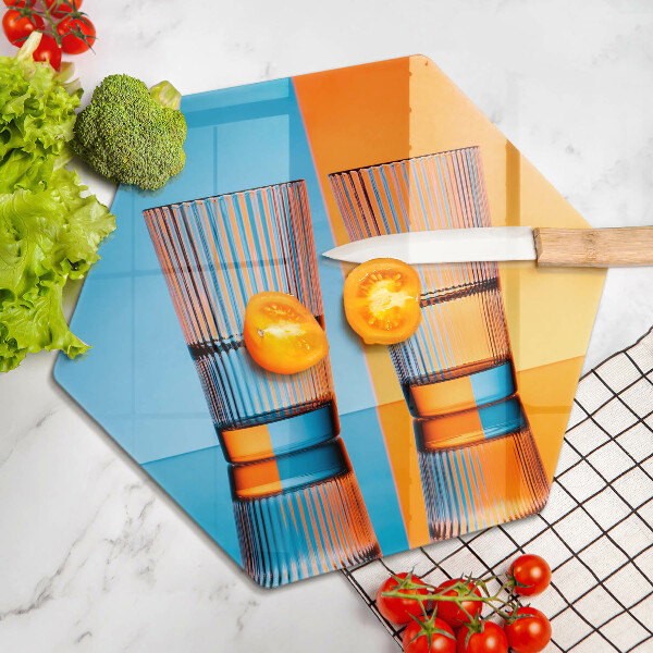 Kuchynská doska veľká zo skla Dva poháre vody