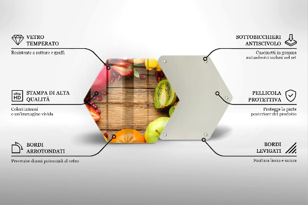 Kuchynská doska veľká zo skla Čerstvé ovocie