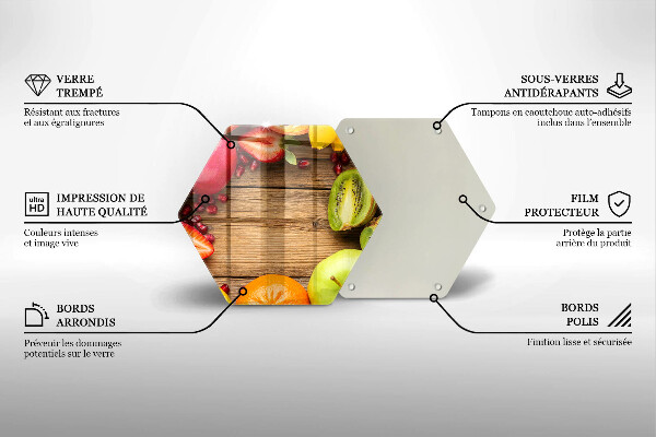 Kuchynská doska veľká zo skla Čerstvé ovocie