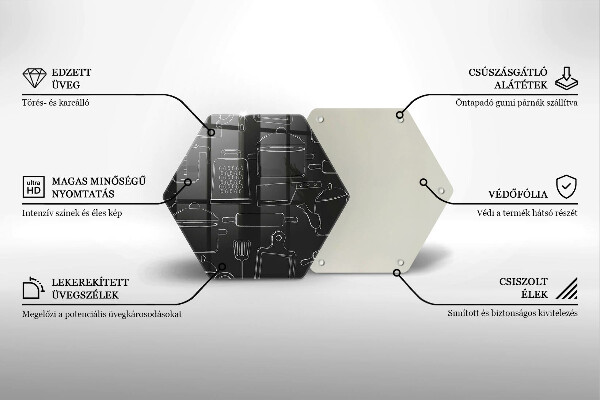 Kuchynská doska veľká zo skla Kreslené kuchynské doplnky