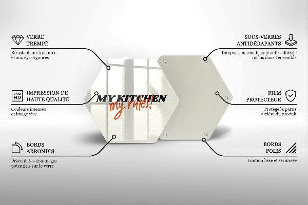 Kuchynská doska veľká zo skla Nápis My kitchen my rules