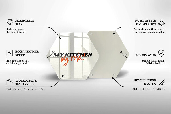 Kuchynská doska veľká zo skla Nápis My kitchen my rules