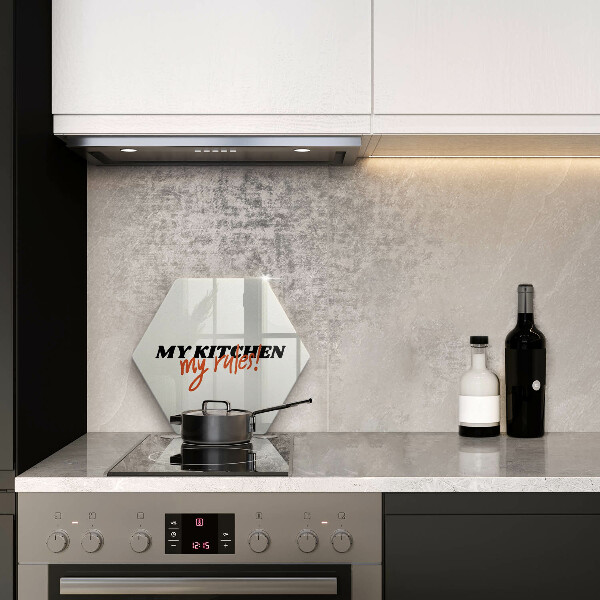 Kuchynská doska veľká zo skla Nápis My kitchen my rules