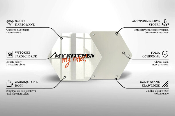Kuchynská doska veľká zo skla Nápis My kitchen my rules