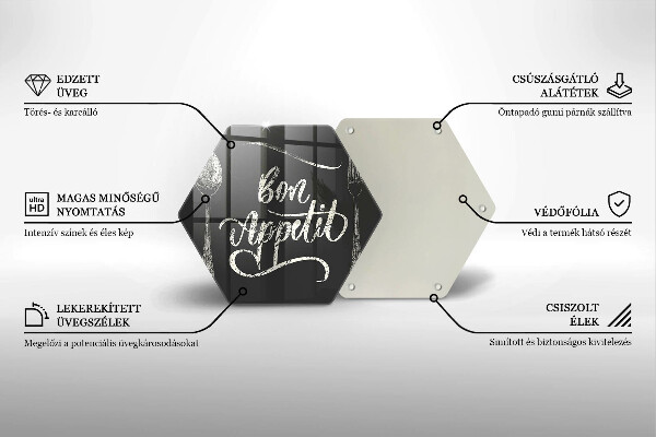 Kuchynská doska veľká zo skla Nápis Bon Appetit