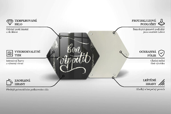 Kuchynská doska veľká zo skla Nápis Bon Appetit