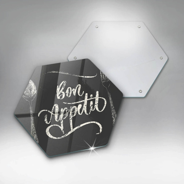 Kuchynská doska veľká zo skla Nápis Bon Appetit