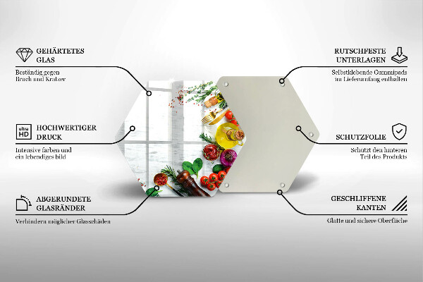 Kuchynská doska veľká zo skla Zelenina a korenie