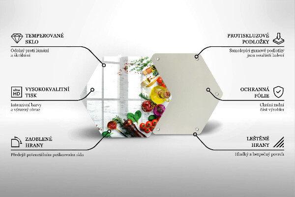 Kuchynská doska veľká zo skla Zelenina a korenie