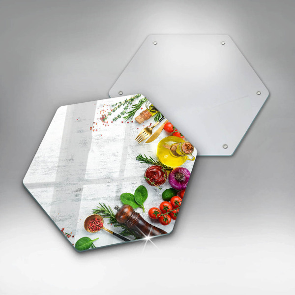 Kuchynská doska veľká zo skla Zelenina a korenie