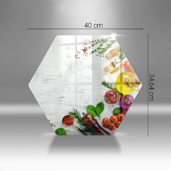 Kuchynská doska veľká zo skla Zelenina a korenie