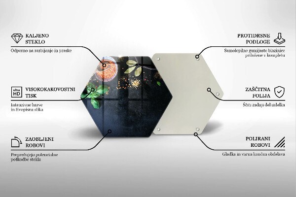 Kuchynská doska veľká zo skla Misky s korením