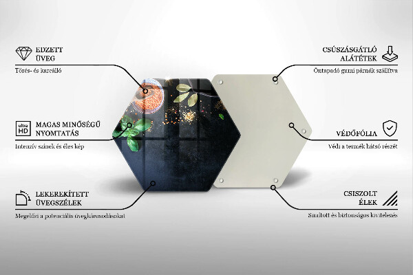 Kuchynská doska veľká zo skla Misky s korením