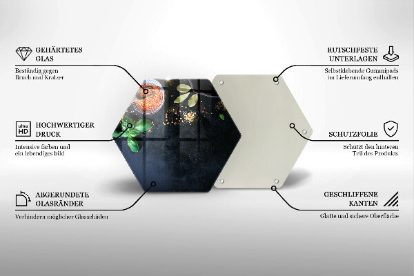 Kuchynská doska veľká zo skla Misky s korením