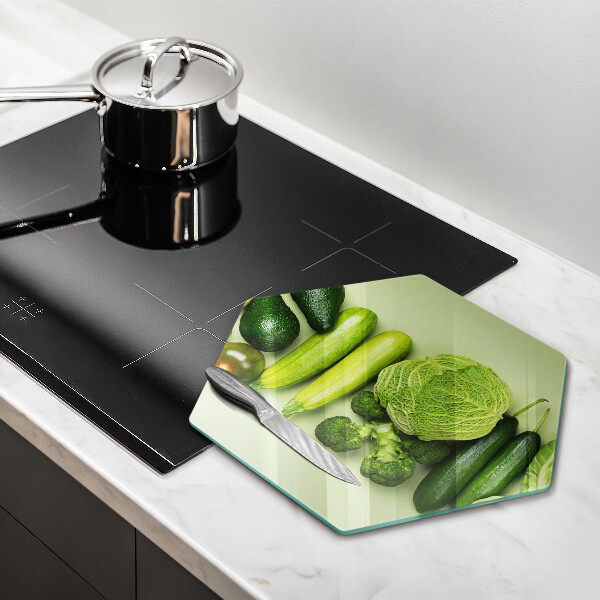 Kuchynská doska veľká zo skla Zelené ovocie a zelenina
