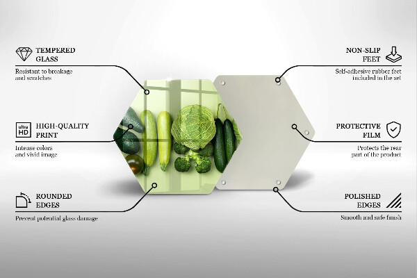 Kuchynská doska veľká zo skla Zelené ovocie a zelenina