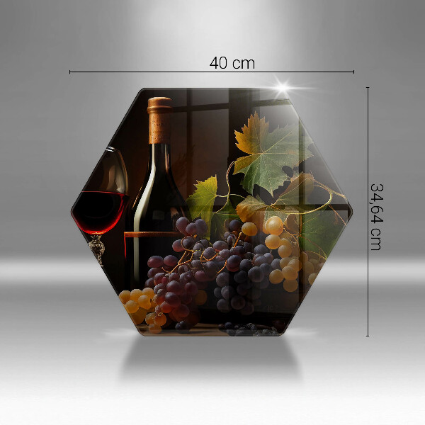 Kuchynská doska veľká zo skla Pohár vína a hrozna