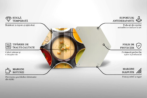 Kuchynská doska veľká zo skla Farebné polievky