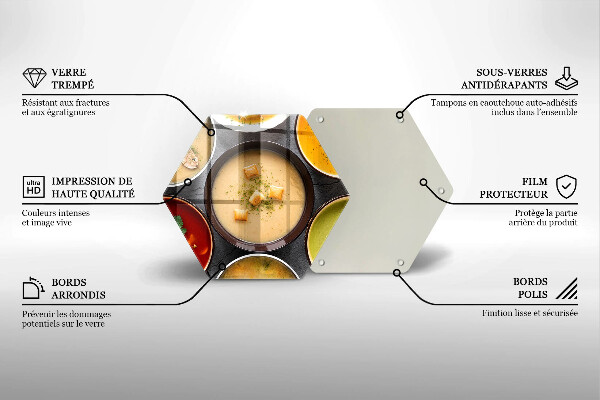 Kuchynská doska veľká zo skla Farebné polievky