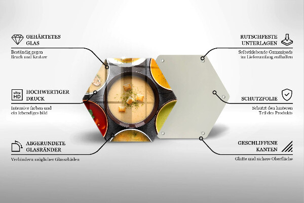 Kuchynská doska veľká zo skla Farebné polievky