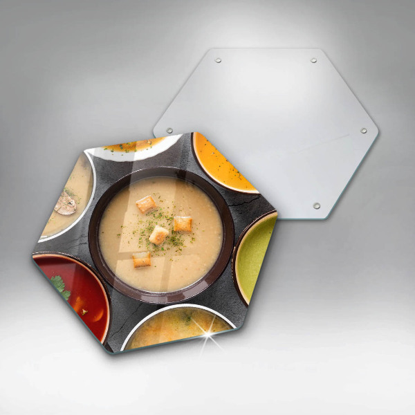 Kuchynská doska veľká zo skla Farebné polievky