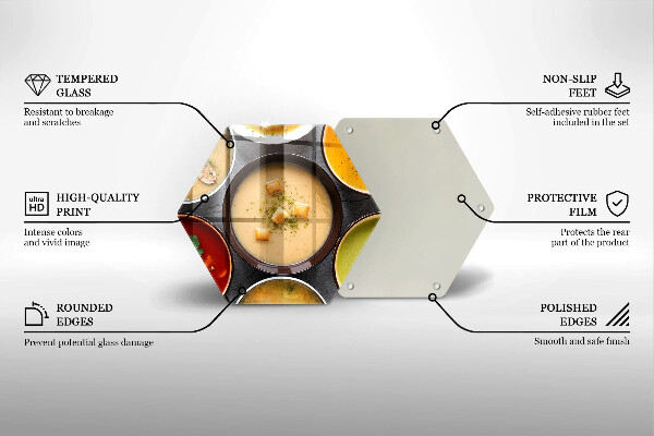 Kuchynská doska veľká zo skla Farebné polievky