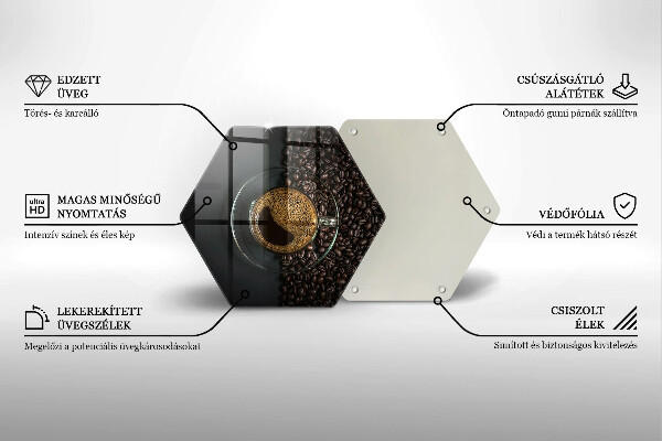 Kuchynská doska veľká zo skla Káva a fazuľa