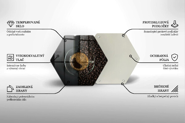 Kuchynská doska veľká zo skla Káva a fazuľa