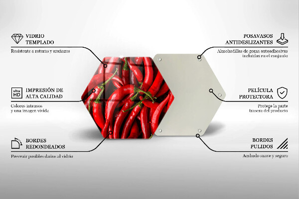 Kuchynská doska veľká zo skla Horúce čili papričky
