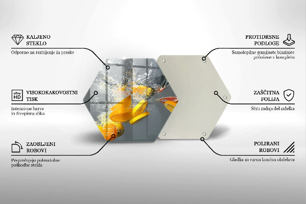 Kuchynská doska veľká zo skla Citróny vo vode