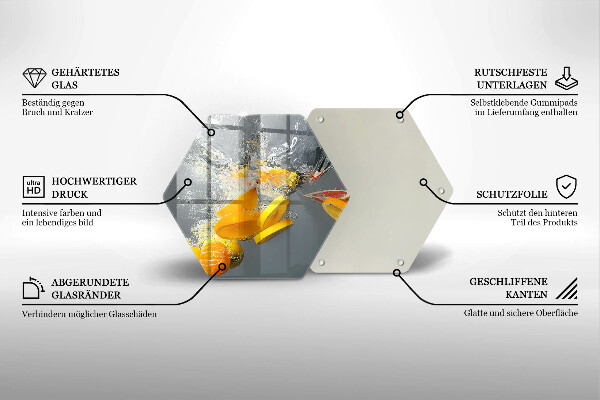 Kuchynská doska veľká zo skla Citróny vo vode