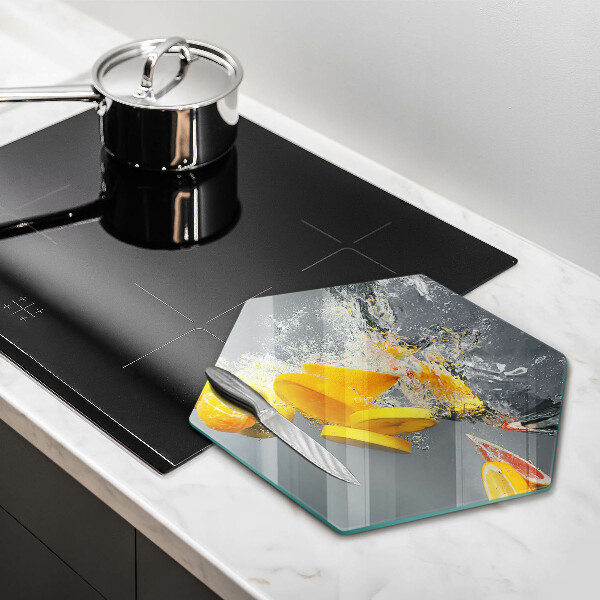Kuchynská doska veľká zo skla Citróny vo vode