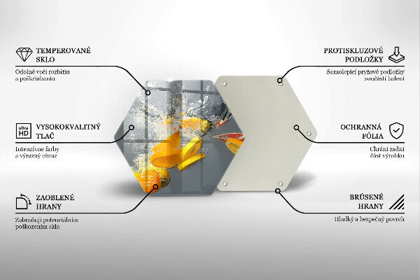 Kuchynská doska veľká zo skla Citróny vo vode