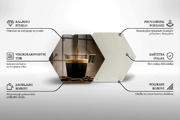 Kuchynská doska veľká zo skla Sklo a kávové zrná