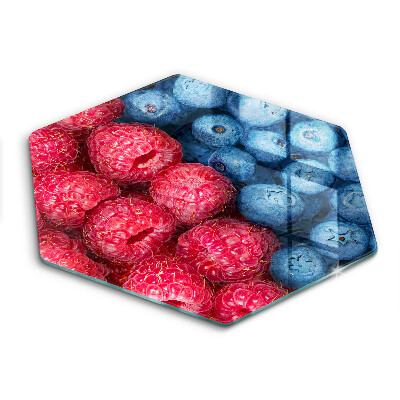 Kuchynská doska veľká zo skla Plody maliny a čučoriedky