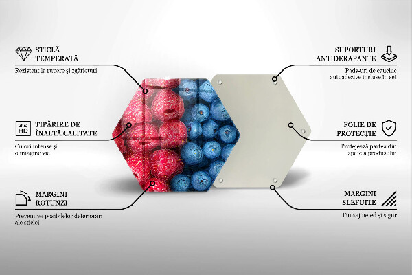 Kuchynská doska veľká zo skla Plody maliny a čučoriedky