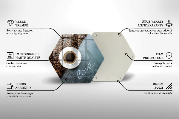 Kuchynská doska veľká zo skla Kávové zrná a šálka